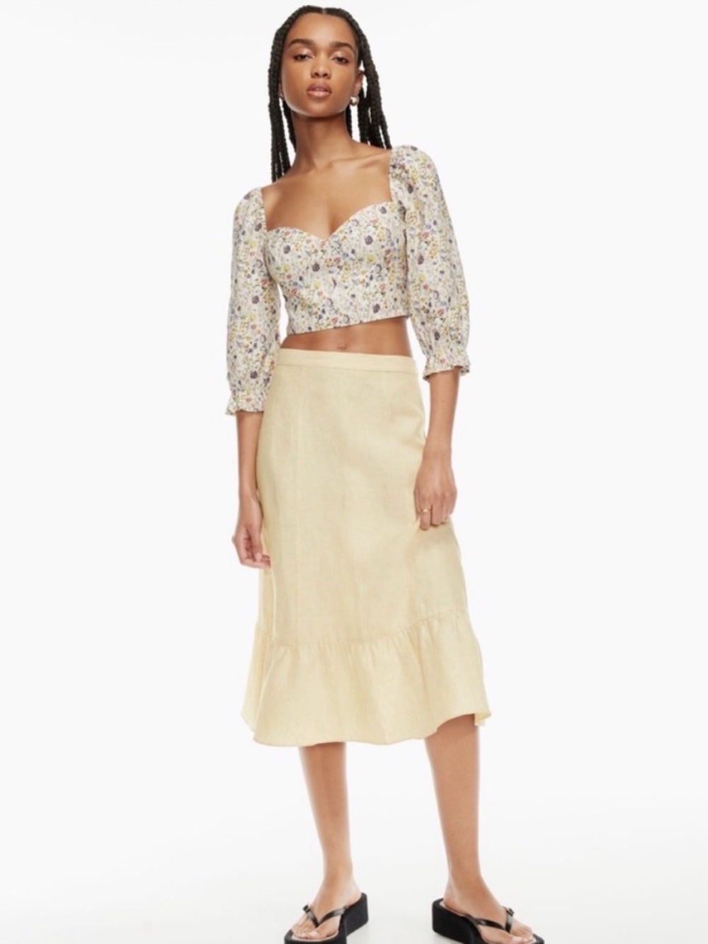 Aritzia Wilfred Chariot Linen Skirt - Butter Yellow